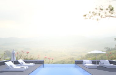 Yüzme Havuzu ve Teras, doğa arka plan bulanıklık