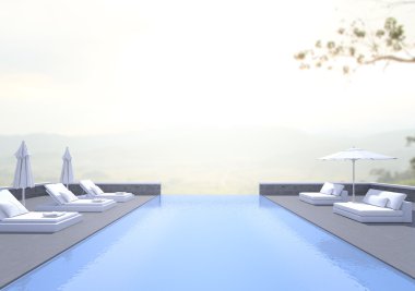 Yüzme Havuzu ve Teras, doğa arka plan bulanıklık