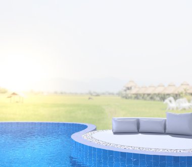 Yüzme Havuzu ve Teras, doğa arka plan bulanıklık