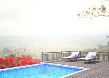 Yüzme Havuzu ve Teras, doğa arka plan bulanıklık