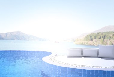 Yüzme Havuzu ve Teras, doğa arka plan bulanıklık