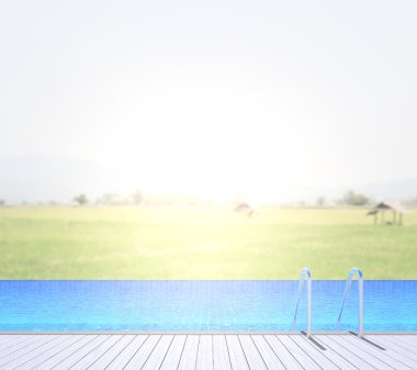 Yüzme Havuzu ve Teras, doğa arka plan bulanıklık