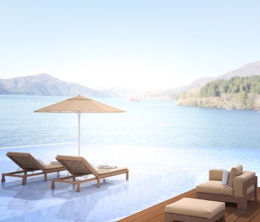 Yüzme Havuzu ve Teras, doğa arka plan bulanıklık