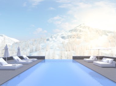 Yüzme Havuzu ve Teras, doğa arka plan bulanıklık