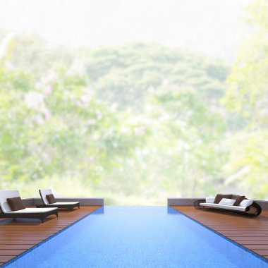 Yüzme Havuzu ve Teras, doğa arka plan bulanıklık