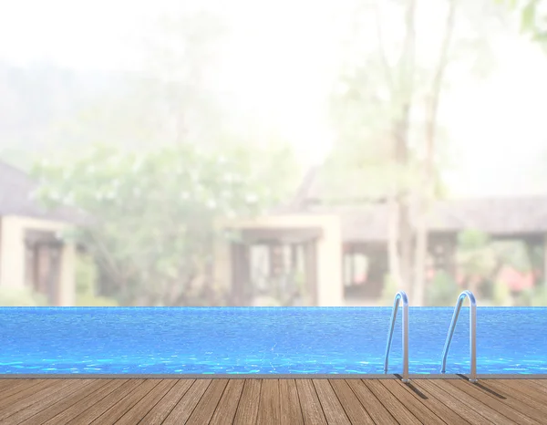 Плавательный бассейн и терраса размытия внешнего фона — стоковое фото