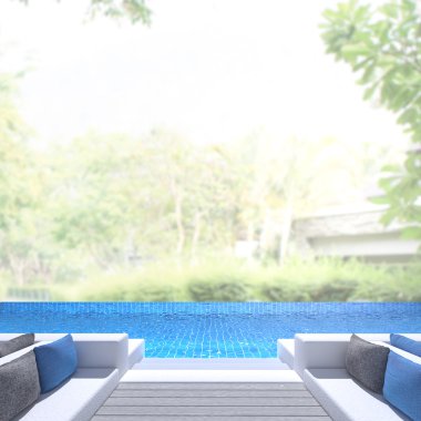 Yüzme Havuzu ve Teras, doğa arka plan bulanıklık