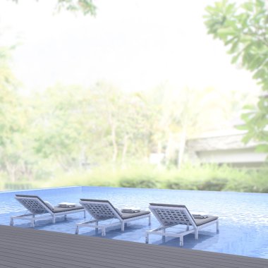 Yüzme Havuzu ve Teras, doğa arka plan bulanıklık