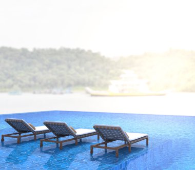 Yüzme Havuzu ve Teras, doğa arka plan bulanıklık