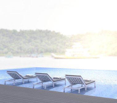 Yüzme Havuzu ve Teras, doğa arka plan bulanıklık