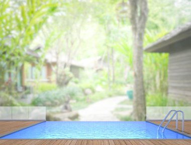 Yüzme Havuzu ve Teras, doğa arka plan bulanıklık