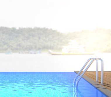 Yüzme Havuzu ve Teras, doğa arka plan bulanıklık