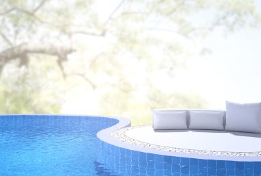 Yüzme Havuzu ve Teras, doğa arka plan bulanıklık