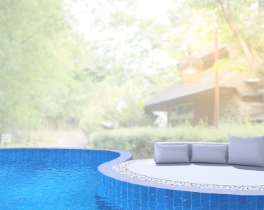 Yüzme Havuzu ve Teras, doğa arka plan bulanıklık