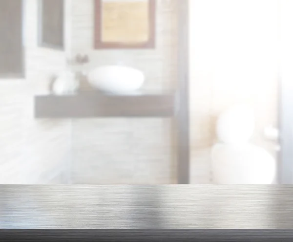 Table Top And Blur Bathroom of Background — Stock Photo, Image