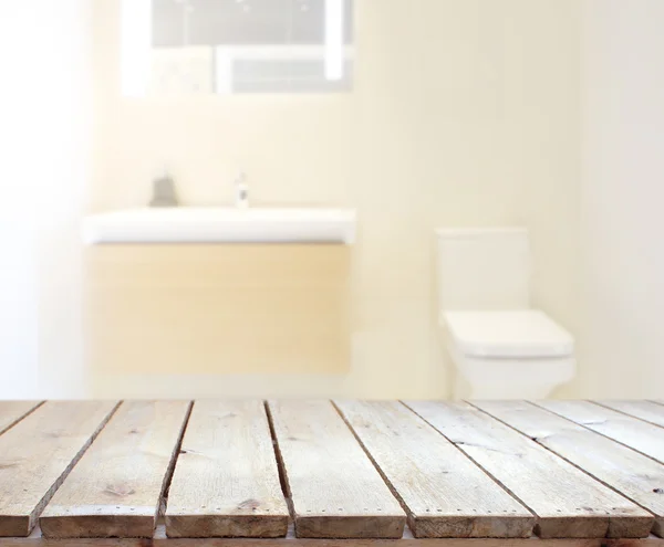 Table Top And Blur Bathroom of Background — Stock Photo, Image