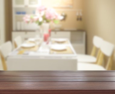 Top masa ve yemek odası arka plan bulanıklık