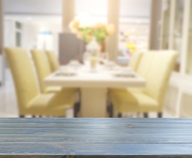 Top masa ve yemek odası arka plan bulanıklık
