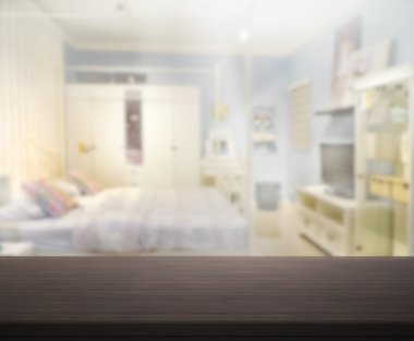 Masa üstü ve bulanıklık arka planda yatak odası