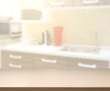 Masa üstü ve arka plan bulanıklık mutfak Oda