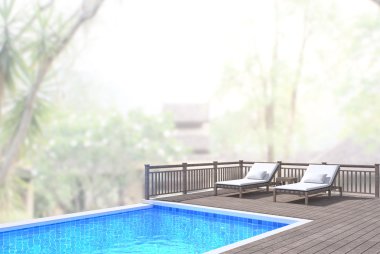 Yüzme Havuzu ve Teras dış arka plan bulanıklık