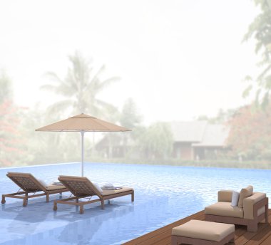 Yüzme Havuzu ve Teras dış arka plan bulanıklık