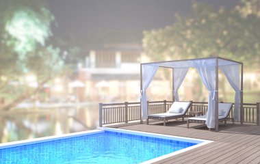 Yüzme Havuzu ve Teras dış arka plan bulanıklık