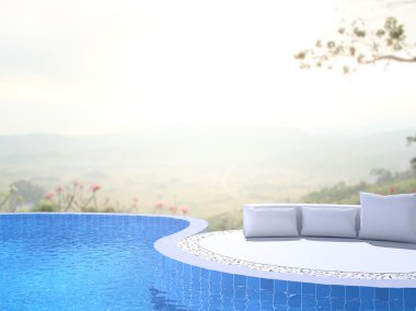 Yüzme Havuzu ve Teras, doğa arka plan bulanıklık