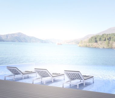 Yüzme Havuzu ve Teras, doğa arka plan bulanıklık