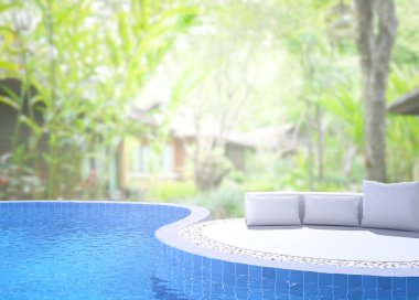 Yüzme Havuzu ve Teras, doğa arka plan bulanıklık