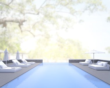 Yüzme Havuzu ve Teras, doğa arka plan bulanıklık