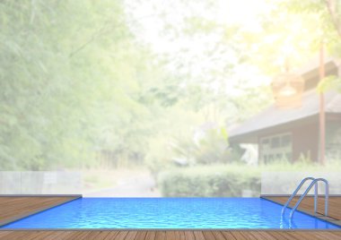 Yüzme Havuzu ve Teras, doğa arka plan bulanıklık