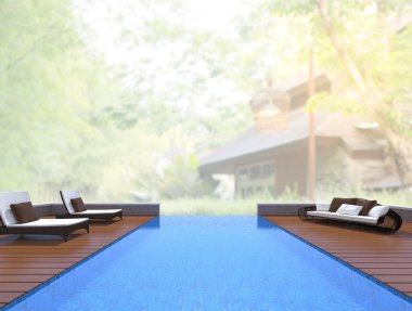 Yüzme Havuzu ve Teras, doğa arka plan bulanıklık