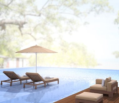 Yüzme Havuzu ve Teras, doğa arka plan bulanıklık