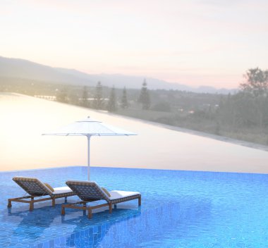 Yüzme Havuzu ve Teras, doğa arka plan bulanıklık