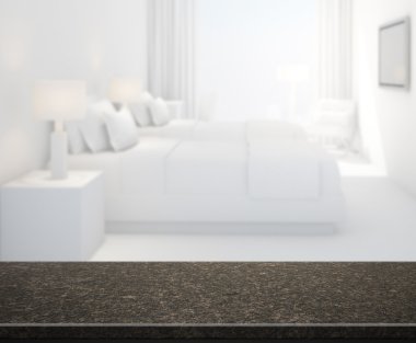 Masa üstü ve bulanıklık arka planda yatak odası