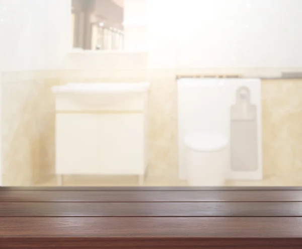 Table Top et salle de bain flou de fond — Photo