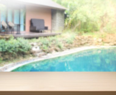 ahşap masa artalanını üst ve Havuzu