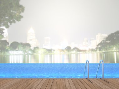 Yüzme Havuzu ve Teras dış arka plan bulanıklık