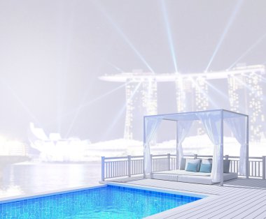 Yüzme Havuzu ve Teras dış arka plan bulanıklık