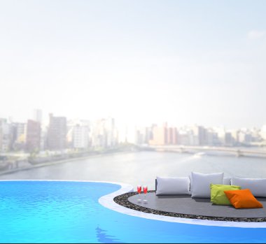 Yüzme Havuzu ve Teras dış arka plan bulanıklık