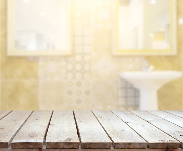 Table Top And Blur Bathroom of Background — Stock Photo, Image