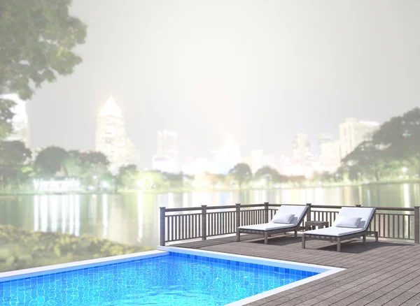 Yüzme Havuzu ve Teras dış arka plan bulanıklık
