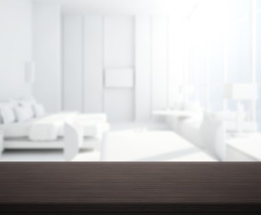 Masa üstü ve bulanıklık arka planda yatak odası