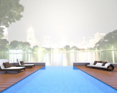 Yüzme Havuzu ve Teras dış arka plan bulanıklık