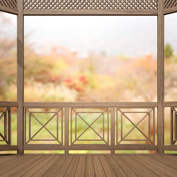 Balkon i taras z rozmycie tła natura — Zdjęcie stockowe