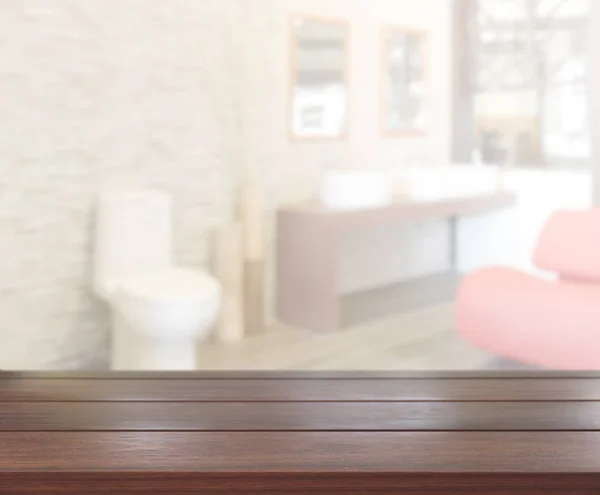 Tafelblad en Blur badkamer van achtergrond — Stockfoto