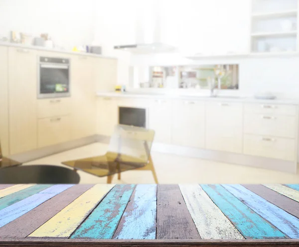 Table Top And Blur Kitchen Room of  Background — Stock Photo, Image