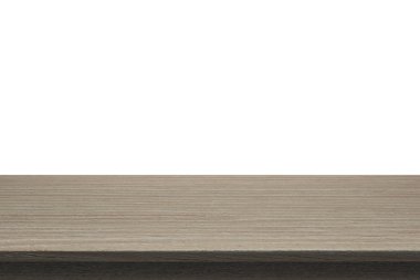 Ahşap masa üstü izole beyaz zemin üzerine