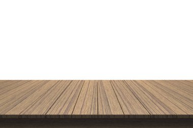 Ahşap masa üstü izole beyaz zemin üzerine